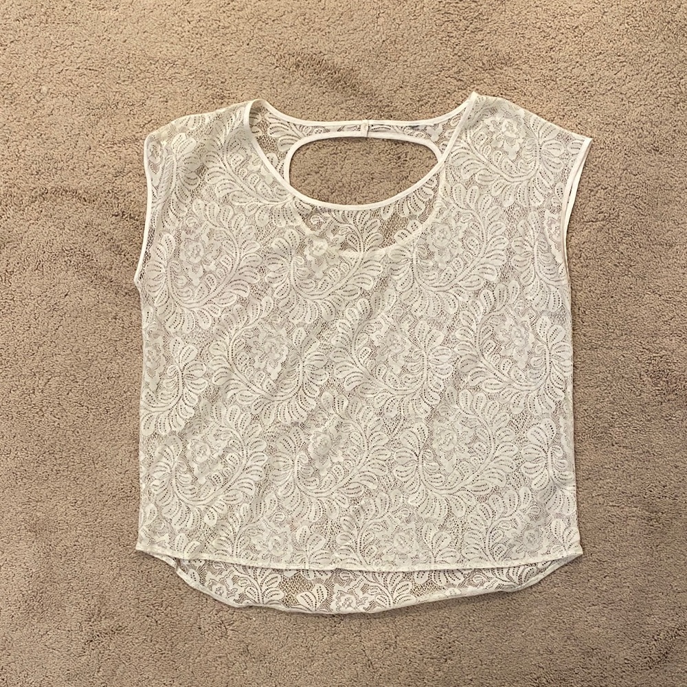 T.J.Maxx Ivory Lace Overlay Sleeveless Top